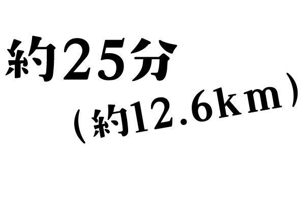 約25分(約12.6km)