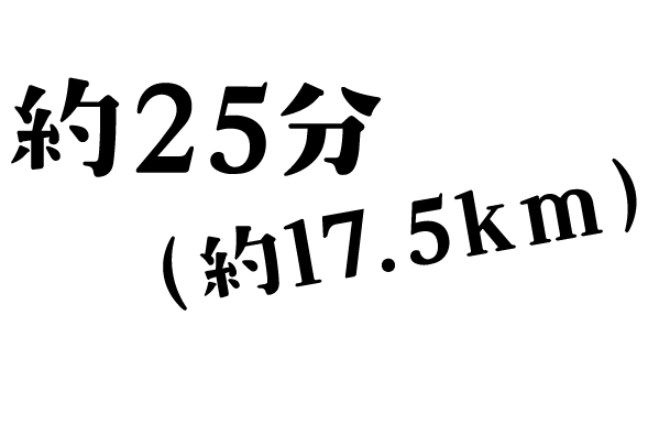約25分(約17.5km)